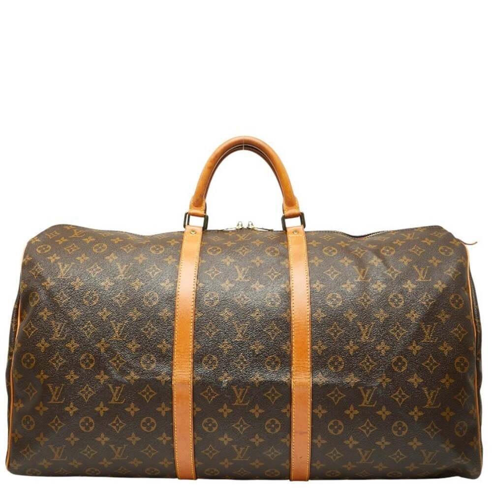 LOUIS VUITTON Brown Monogram Leather Keepall 60 Boston Bag - Picture 1 of 15